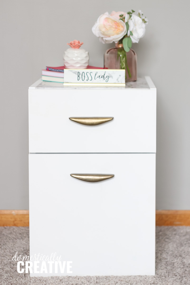 Marble and Gold File Cabinet Makeover