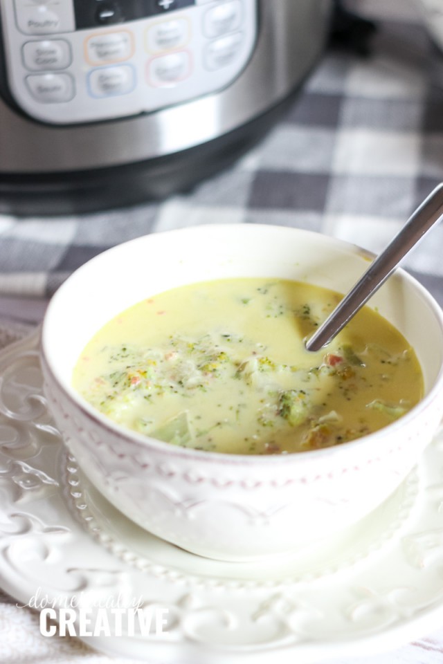 Instant Pot Keto Broccoli Cheese Soup Domestically Creative