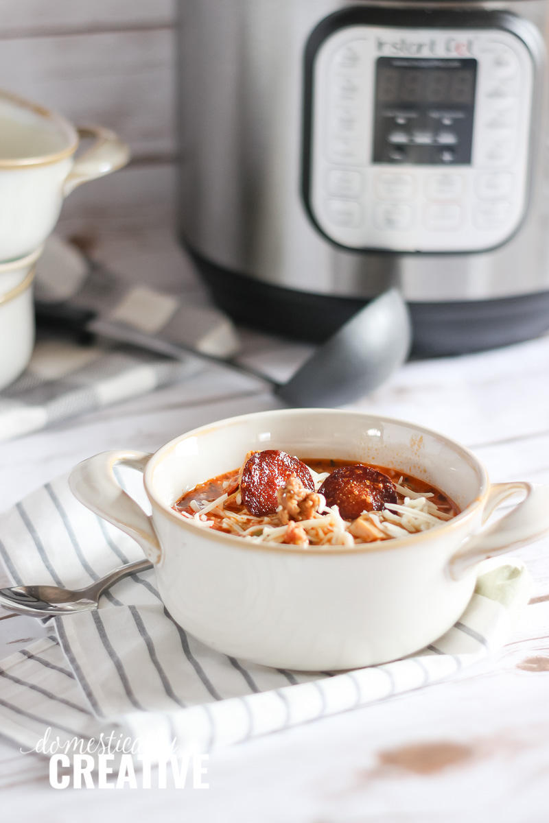 Creamy and filling Instant Pot Low Carb Pizza Soup