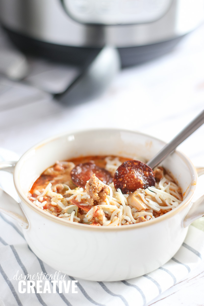 Creamy and filling Instant Pot Low Carb Pizza Soup