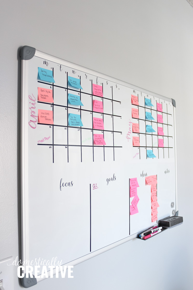 Large deals whiteboard calendar