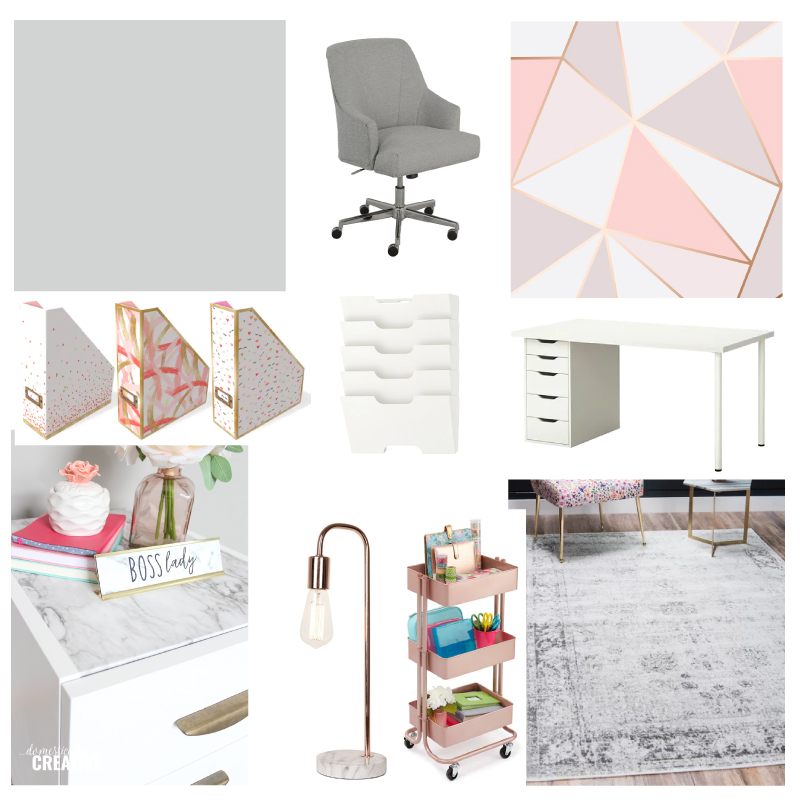 Feminine and Chic Home Office Makeover Plan and Ideas