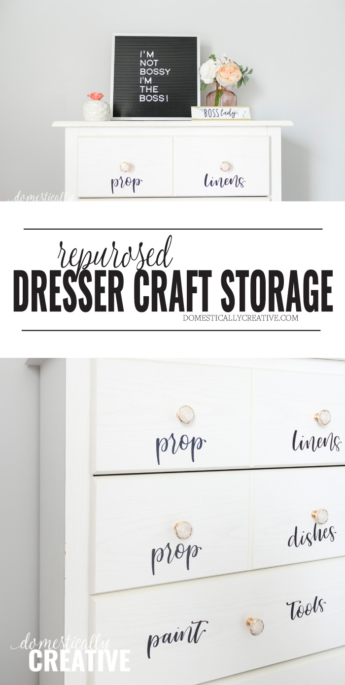 How to use a repurposed dresser for craft room storage