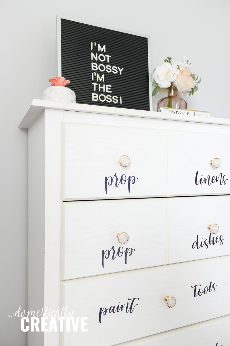 Repurposed Dresser for Craft Room Storage