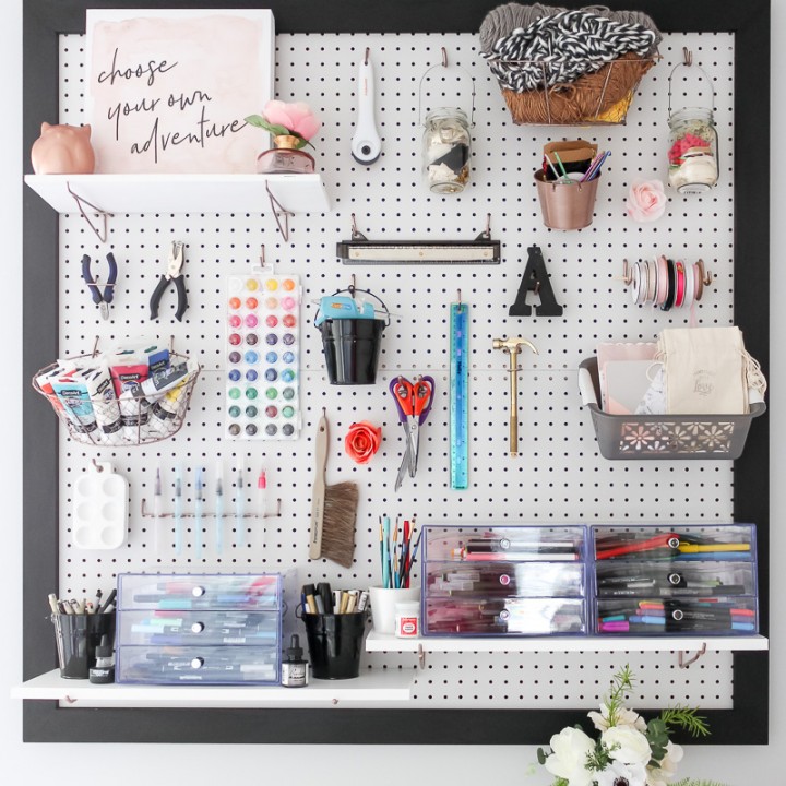 Image for Feminine Home Office DIY Pegboard
