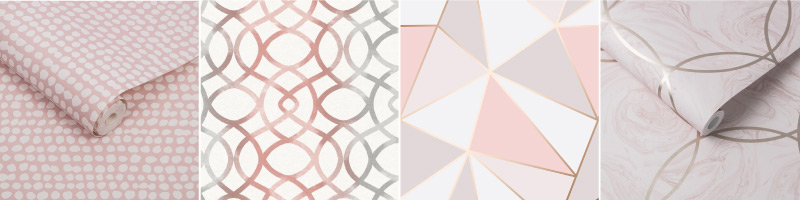 Blush Non Pasted Wallpaper in Geometric Patterns