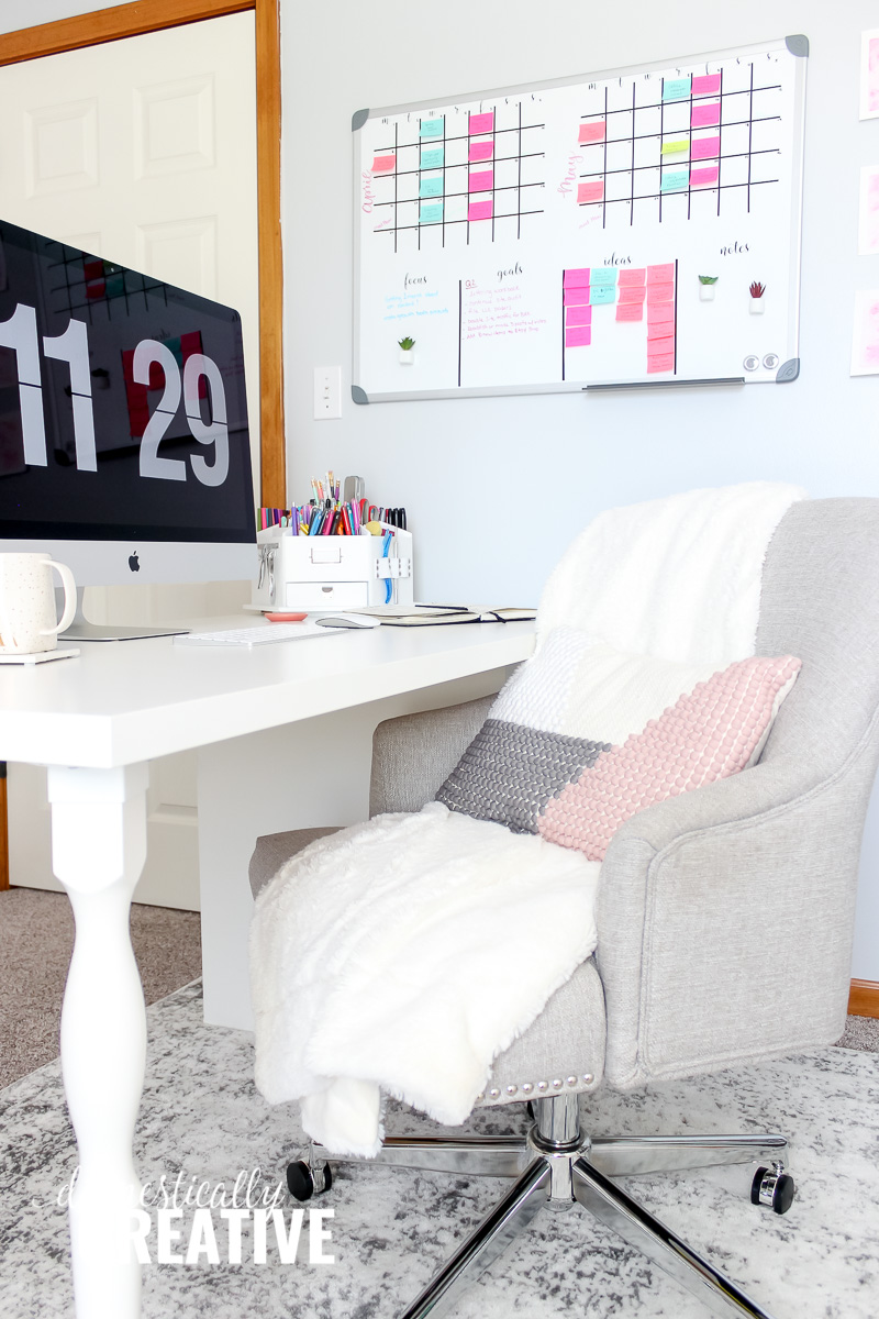 Blush, Gray + Black Feminine Home Office Reveal