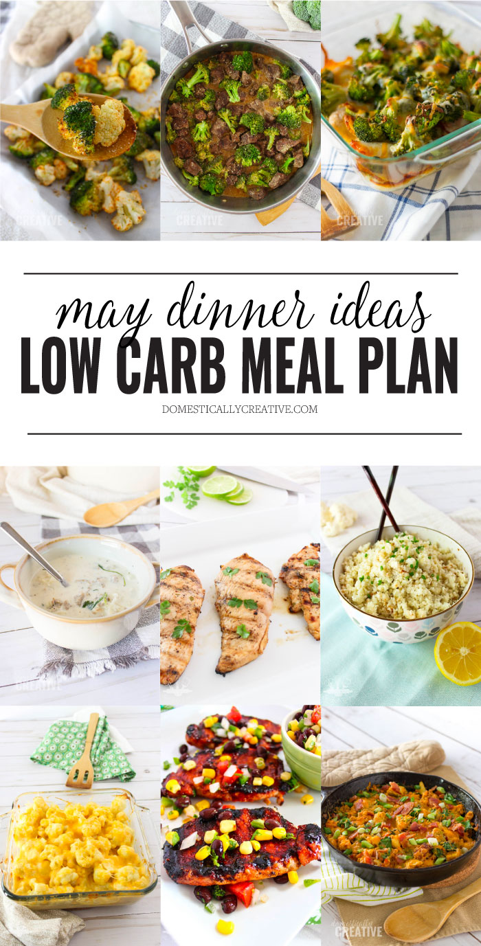 May low carb dinner meal plan pin image