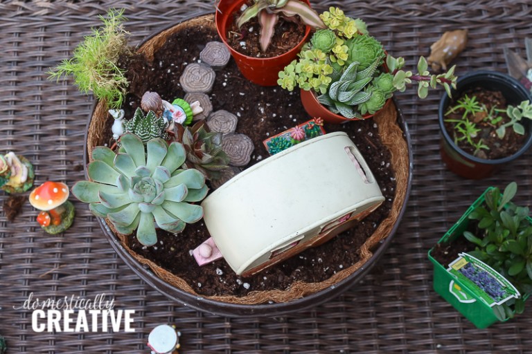 DIY Boho Succulent Fairy Garden - Domestically Creative