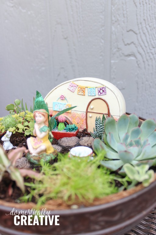 DIY Boho Succulent Fairy Garden - Domestically Creative