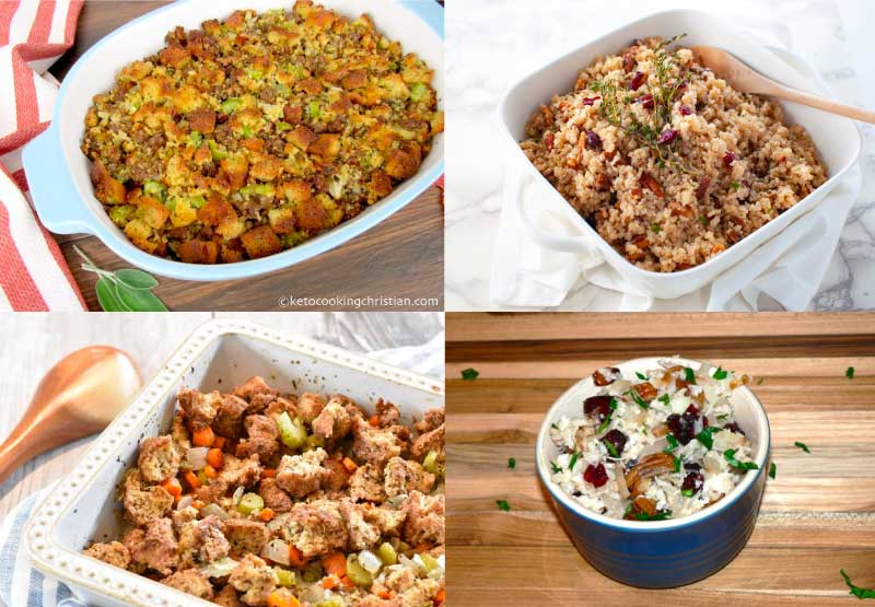 low carb thanksgiving stuffing recipes collage