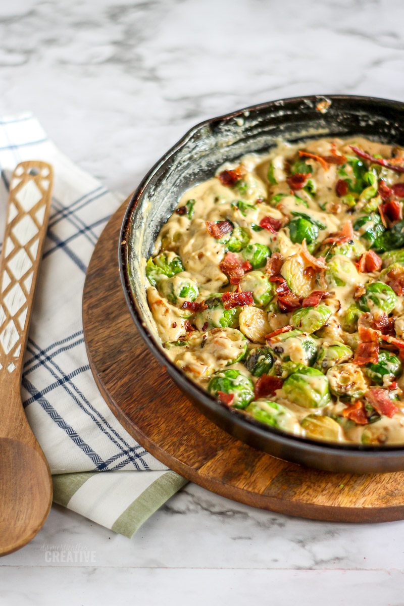 Creamy Skillet Brussel's Sprouts with Bacon Recipe