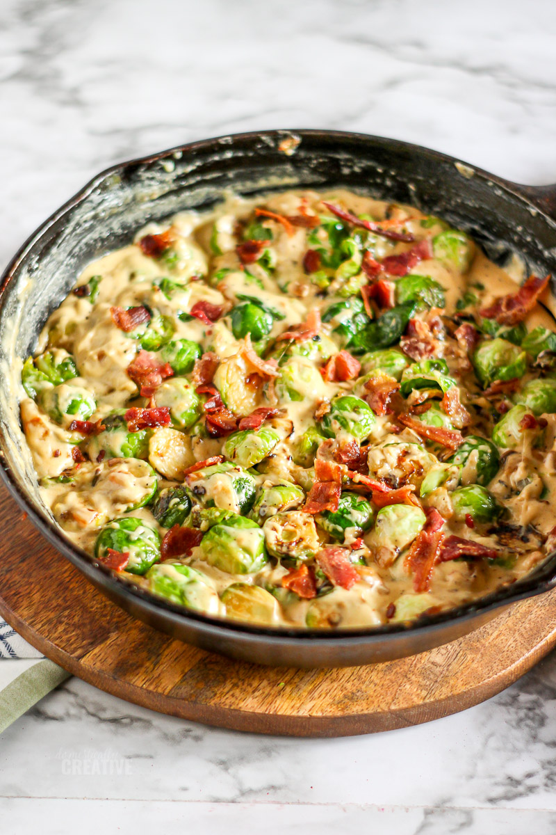 Creamy Skillet Brussel's Sprouts with Bacon Recipe