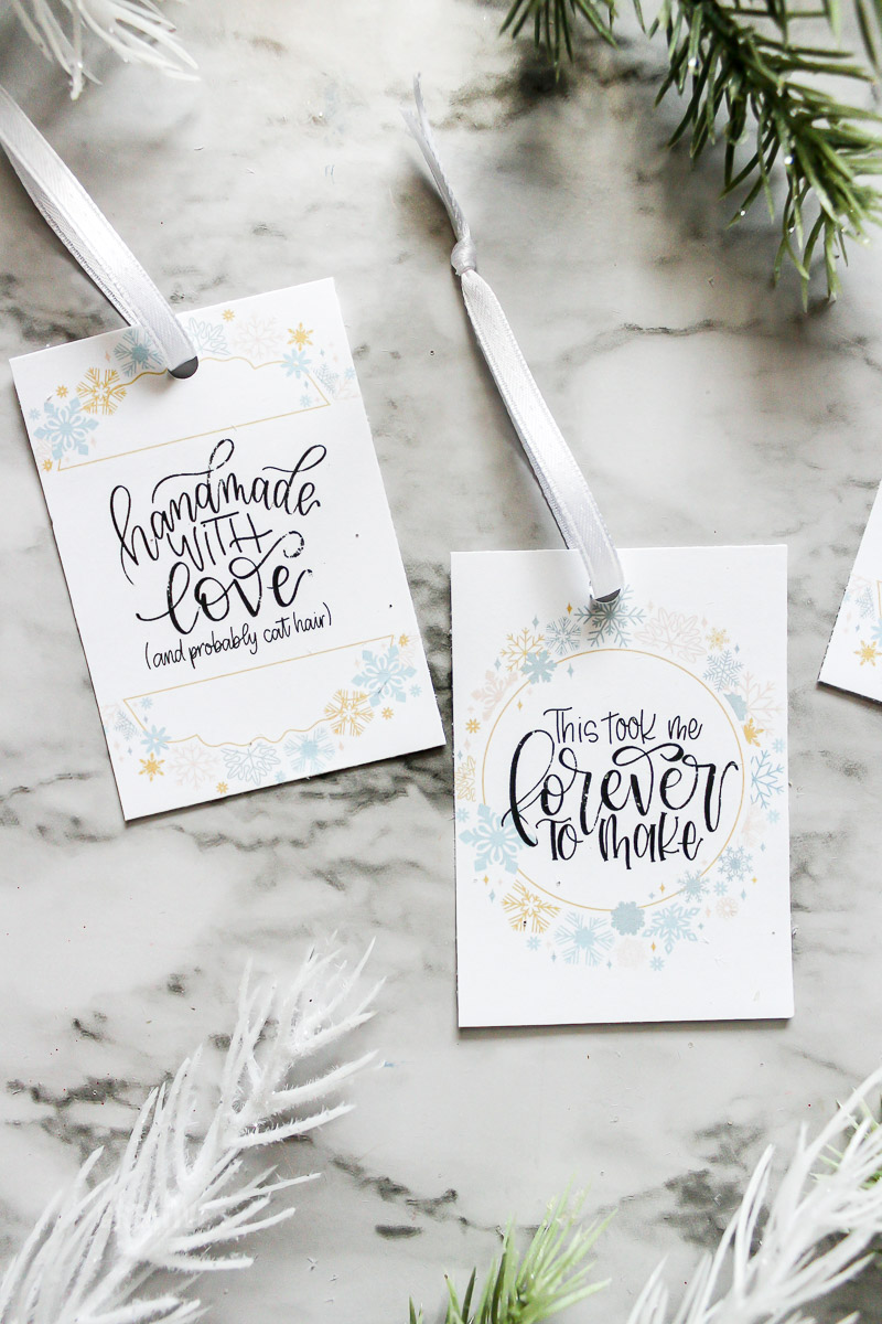 hand lettered gift tags for hand made gifts