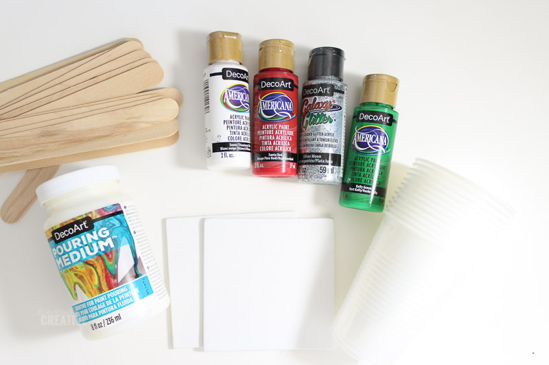 Supplies for paint pour ornaments