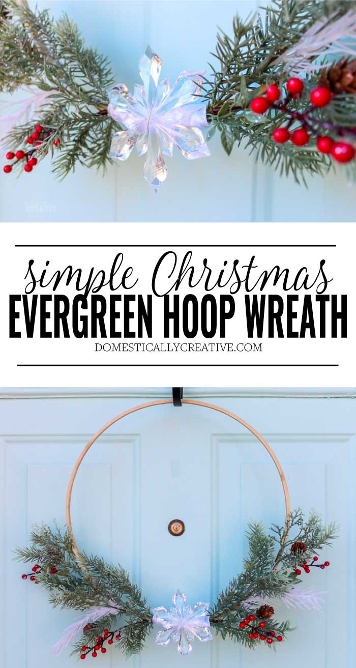Simple Christmas Evergreen Hoop Wreath Pin