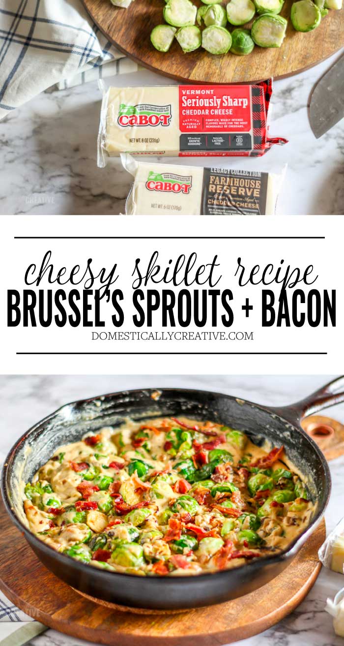 Creamy Skillet Brussel's Sprouts with Bacon Long Pin