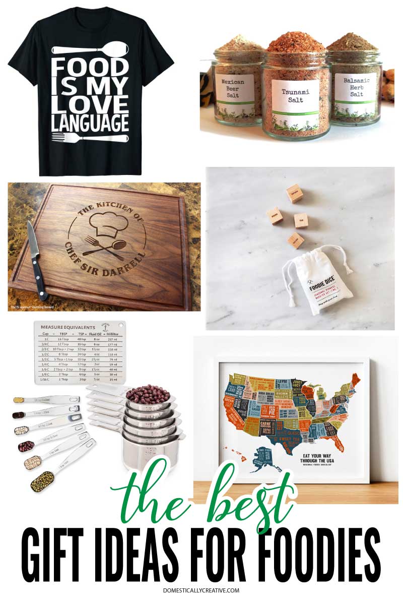 Small pin collage for best gift ideas for foodies