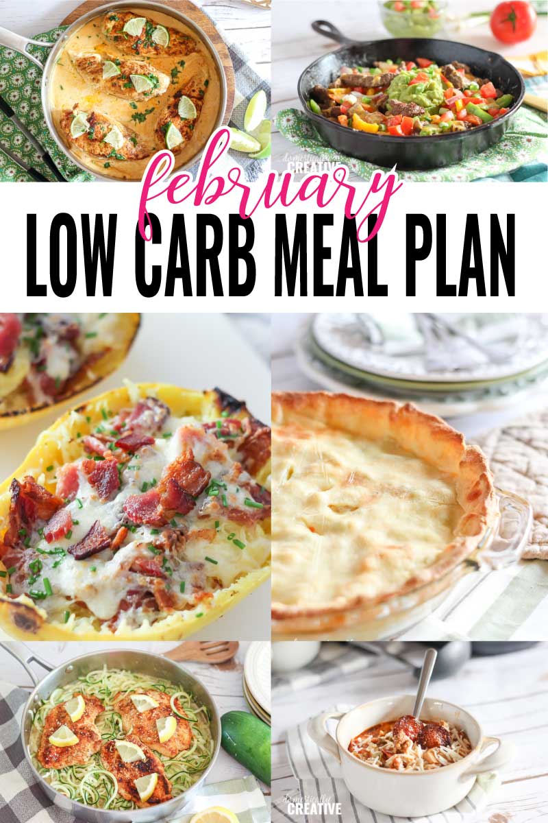 february low carb meal plan collage