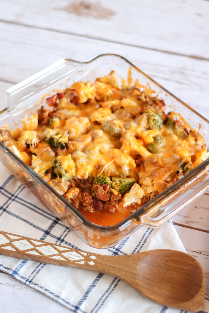 overhead shot of finished casserole