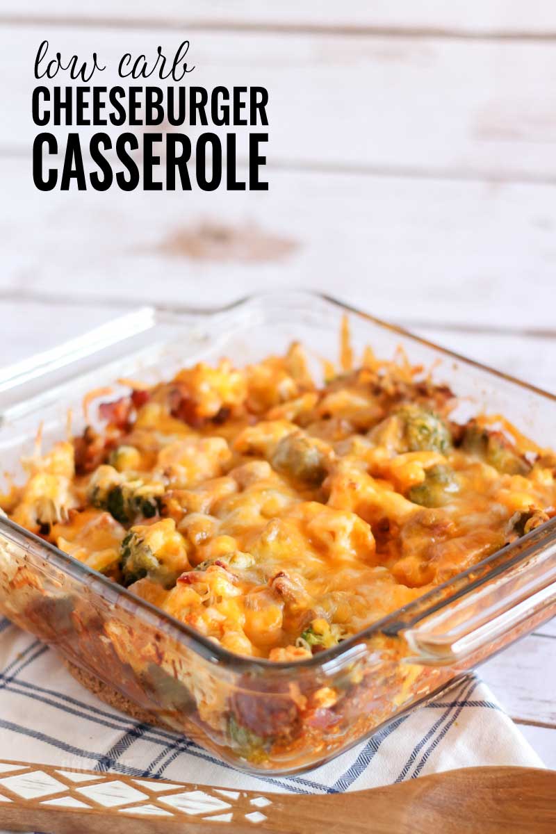 low carb cheeseburger casserole simple pin image