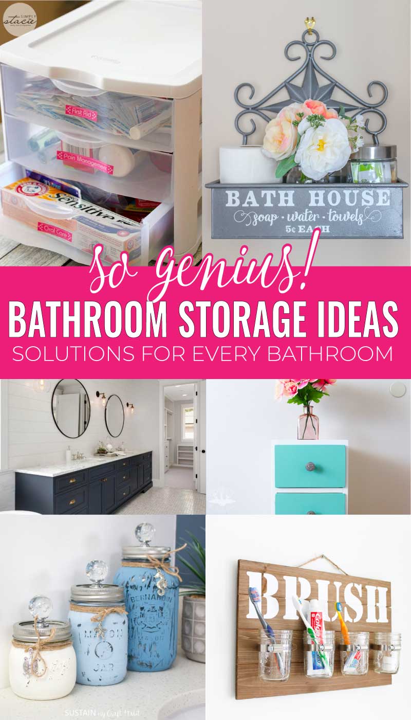 Genius bathroom organization ideas collage pin