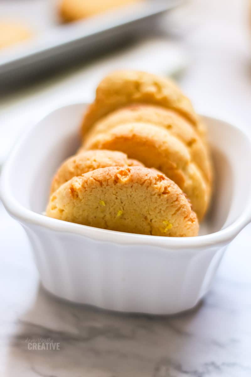 Close up cookie in a small ramekin