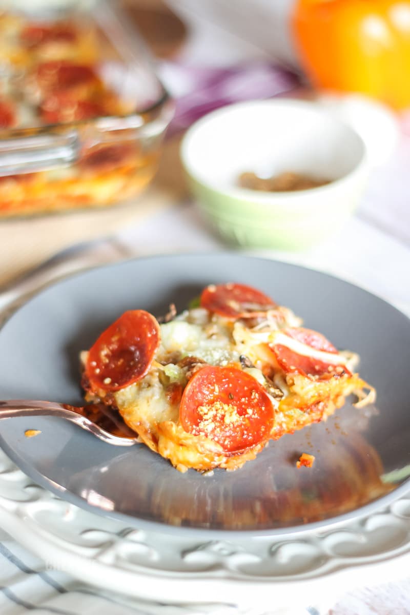 Plated low carb pizza casserole