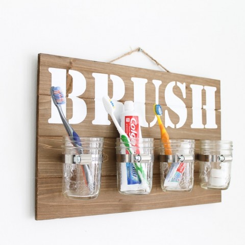 Image for Mason Jar Wall Decor: Bathroom Organizer