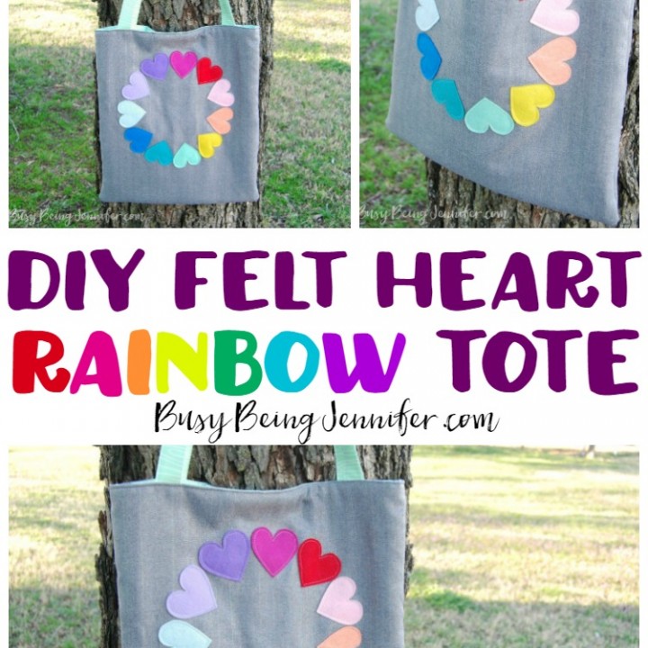 Image for DIY Felt Heart Rainbow Tote - Busy Being Jennifer