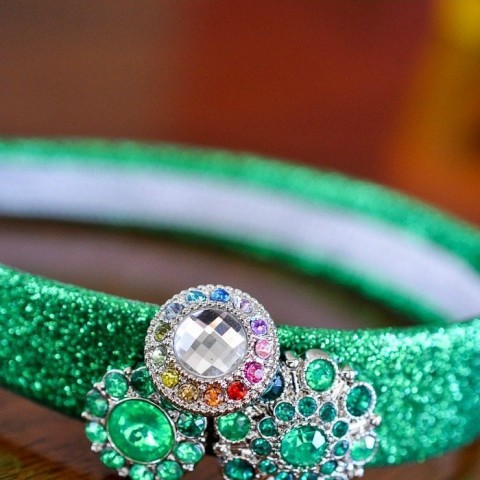 Image for Rhinestone Headband for St. Patrick's Day - Rainbow and Green BLING!