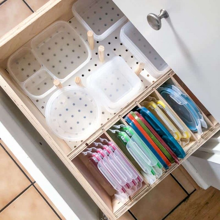 Image for DIY Drawer Organizer for Plastic Containers and Lids