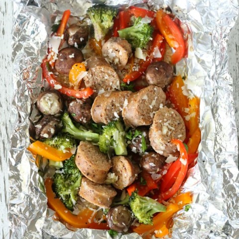 Image for Grilled Sausage and Vegetable Foil Packets {Gluten-free with dairy-free option}