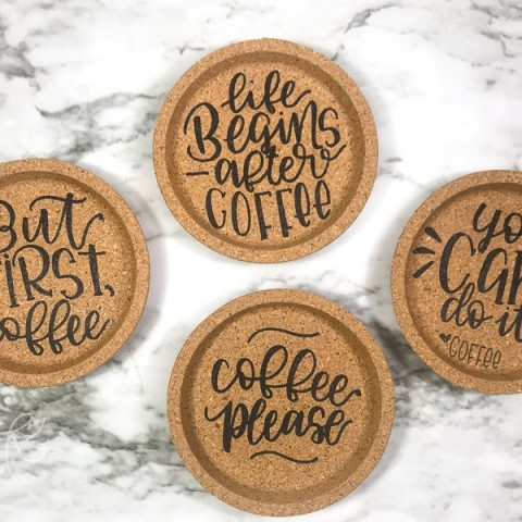 Image for Hand Lettered Cork Coasters | DIY Gift Idea
