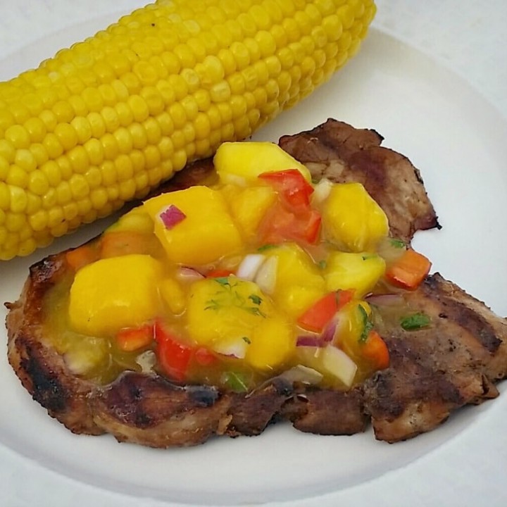 Image for Honey Sweet Peach Mango Salsa & Grilled Pork Chops Menu