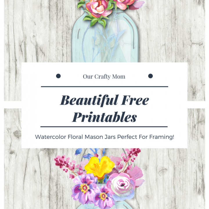 Image for Free Printables - Beautiful Floral Watercolor Mason Jars Our Crafty Mom