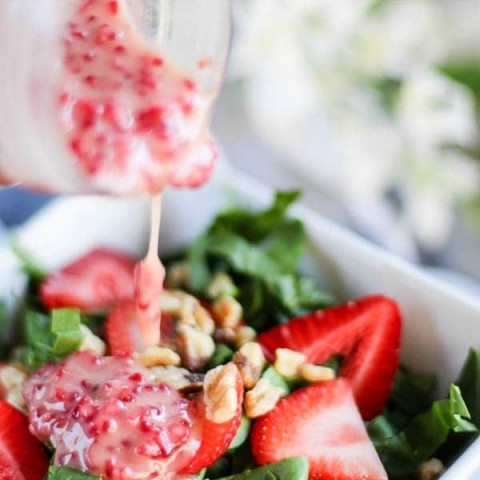 Image for Strawberry Spinach Salad Recipe with Fresh Raspberry Vinaigrette
