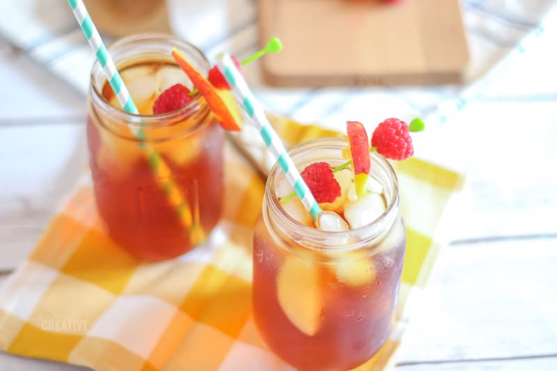 overhead raspberry peach iced tea