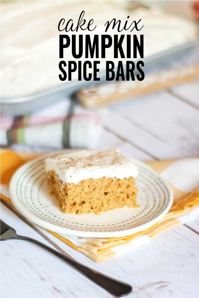 pinterest image with pumpkin spice bars text overlay