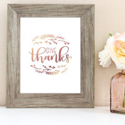 Image for Hand Lettered Give Thanks Free Printable