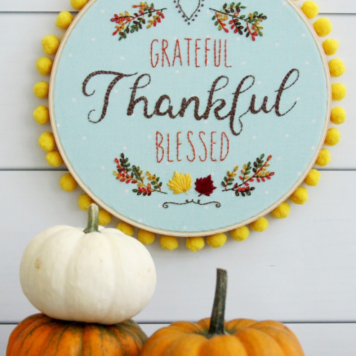 Image for Grateful Thankful Blessed Embroidery Hoop Art |