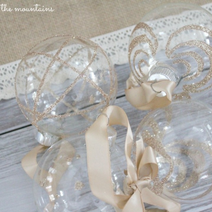 Image for Handmade Glittery Clear Glass Ornaments