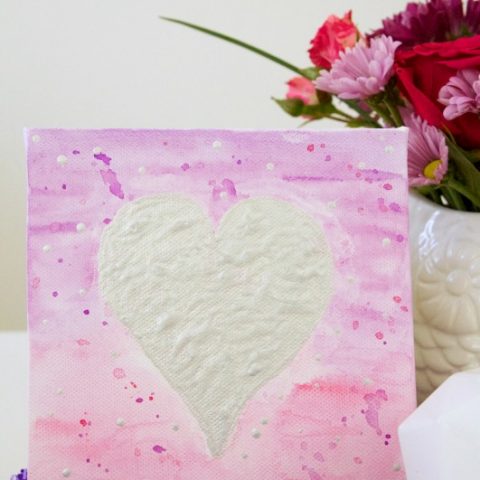 Image for Watercolor Heart Valentine&rsquo;s Day Canvas Art