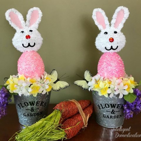 Image for Whimsical Easter Bunny Flower Pail Decor