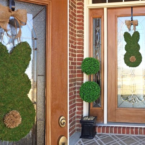 Image for Moss Covered Bunny Door Hanger for Spring and Easter