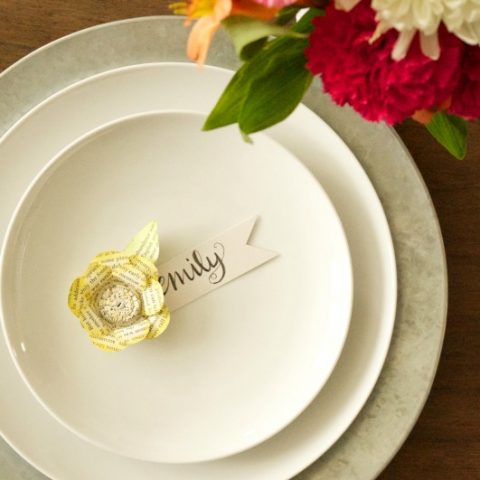 Image for Book Page Flower Place Cards
