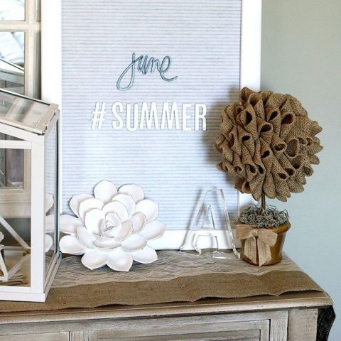 Image for Summer Console Table & Bubble Burlap Topiaries
