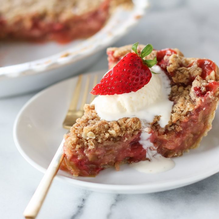 Image for Strawberry Rhubarb Crumble Pie - a delicious summer dessert recipe