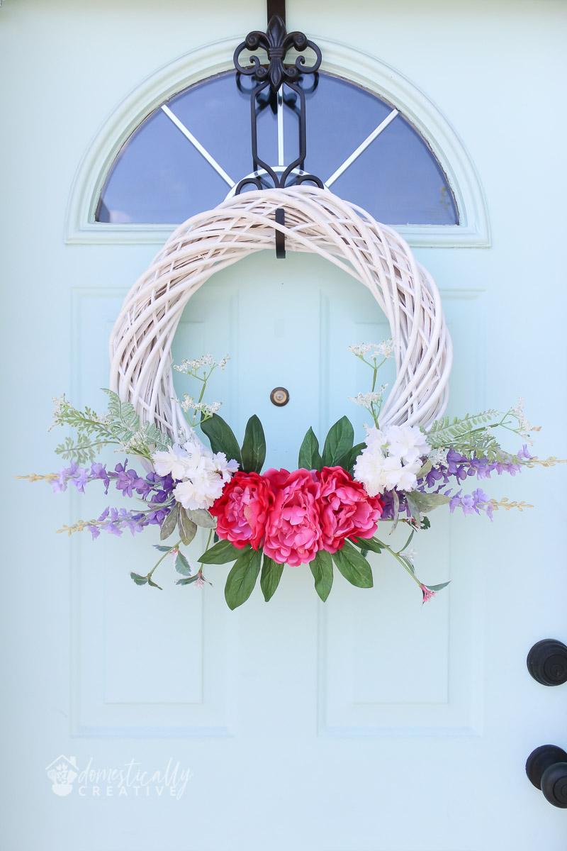 DIY White Wicker Spring Wreath