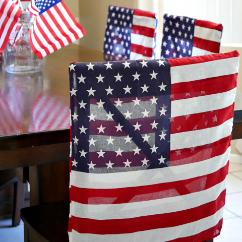 Image for Patriotic Flag Dining Chair Covers - Under 30 Minute Dollar Store Craft